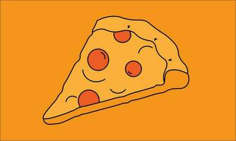 Vector illustration of Modern Pizza Icon. Vector pizza on a yellow background, delicious pizza 1 slice. suitable for design purposes.