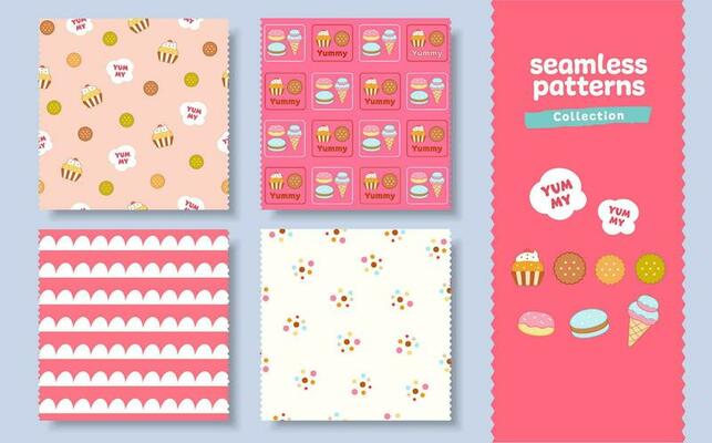 Seamless pattern hand drawn cartoon cute background Used for printing, wallpaper, children's clothing pattern design. vector illustration