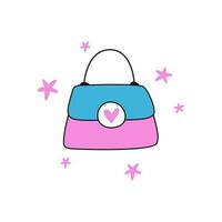 Cute women handbag heart icon label design vector