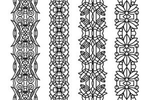 Knit lace trim patterns. Line art seamless tape patterns collection. vector