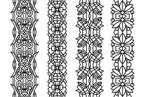 Knit lace trim patterns. Line art seamless tape patterns collection. vector