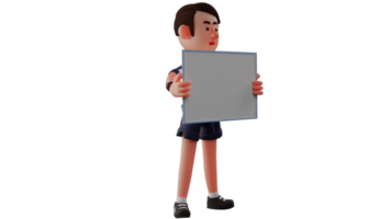 3D illustration. Authoritative Referee 3D Cartoon Character. The referee shows the board he brought to everyone in the game. The referee shows the announcement. 3D Cartoon Character png