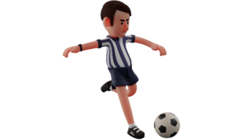 3D illustration. Handsome Referee 3D Cartoon Character. The referee will kick the ball on the sidelines. An agile referee will direct the ball into the field. 3D Cartoon Character png