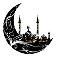 logo sticker moon and muslim building png