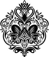 Vintage damask baroque ornament with floral retro antique style. Isolated element for wedding decoration. vector