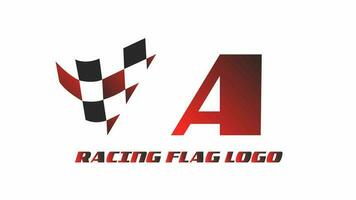 animation video of the racing flag and the letter A, suitable for opening racing sports advertisements, etc