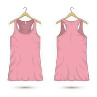 pink womens tank top front and back view vector