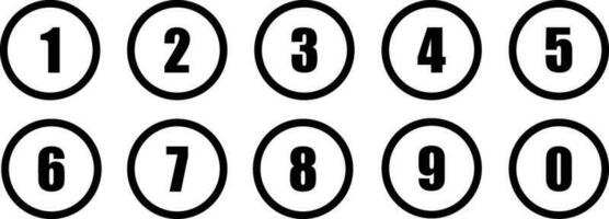 Number circles set 0 to 9 . Set of Round 0-9 numbers icon for education . Vector illustration