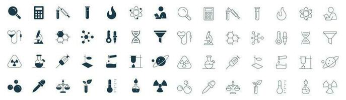 Laboratory and Science line icon set. Chemistry lab experiment, test tube baker icons vector. vector