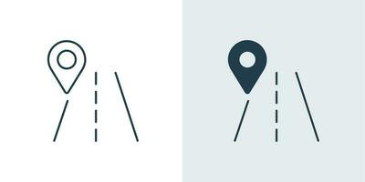 Route location icon vector. Destination with a map pin and road line and fill illustration vector