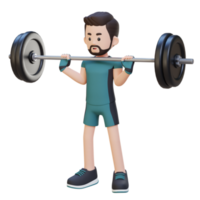 3D Sportsman Character Building Shoulder Strength with Overhead Press Workout png