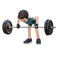 3D Sportsman Character Sculpting Back Muscles with Bent Over Row Workout png