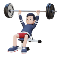 3D Sportsman Character Sculpting Upper Body with Incline Bench Press Workout png