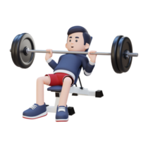 3D Sportsman Character Sculpting Upper Body with Incline Bench Press Workout png