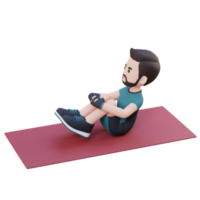 Perfecto abdominales 3d deportivo masculino personaje dominar rana crujido a el gimnasio png