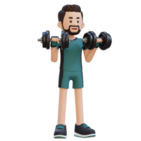 3D Sportsman Character Performing Dumbbell Reverse Curl png