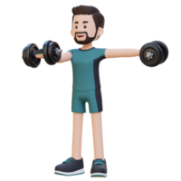 3d sportif personnage performant lourd haltère soulève png