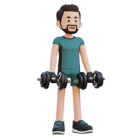 3D Sportsman Character Performing Dumbbell Reverse Curl png