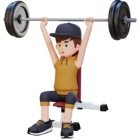 3D Sportsman Character Building Upper Body Strength with Overhead Bench Press Workout png