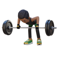 3D Sportsman Character Sculpting Back Muscles with Bent Over Row Workout png