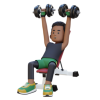 3D Sportsman Character Building Upper Body Strength with Incline Bench Dumbbell Chest Press png