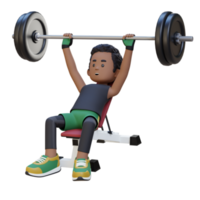 3D Sportsman Character Sculpting Upper Body with Incline Bench Press Workout png