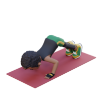 3D Sporty Male Character Perfecting Pike Push Up at the Gym png