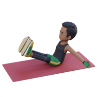 Perfect Abs 3D Sporty Male Character Mastering Frog Crunch at the Gym png