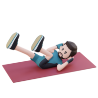 Perfecto abdominales 3d deportivo masculino personaje dominar bicicleta crujido a el gimnasio png