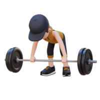 3D Sportsman Character Sculpting Back Muscles with Bent Over Row Workout png