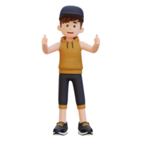 3D Sportsman Character Embracing a Positive Lifestyle with a Thumb Up Pose png