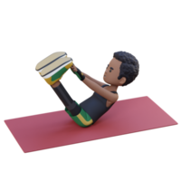 dinâmico 3d desportivo masculino personagem realizando abdômen v ups exercite-se às a Academia png