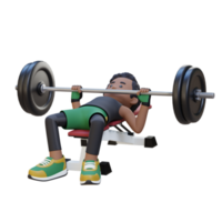 3D Sportsman Character Building Strength with Barbell Bench Press Exercise png