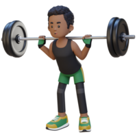 3D Sportsman Character Building Lower Body Strength with Barbell Squat Workout png