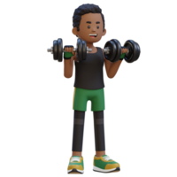 3d sportif personnage performant haltère sens inverse boucle png