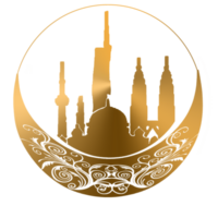 logo sticker moon and muslim building png