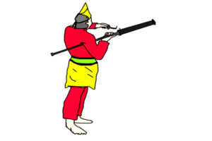 icon logo sticker Malay warrior in 16  century hold cannon png