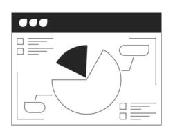 Online presentation slide with pie chart flat monochrome isolated vector object. Software screen. Editable black and white line art drawing. Simple outline spot illustration for web graphic design