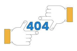 Finger frame error 404 flash message. Finger focus. Failed perspective. Focus failure. Empty state ui design. Page not found popup cartoon image. Vector flat illustration concept on white background