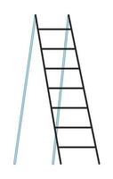 Wooden ladder flat line color isolated vector object. Folding step ladder. Editable clip art image on white background. Simple outline cartoon spot illustration for web design