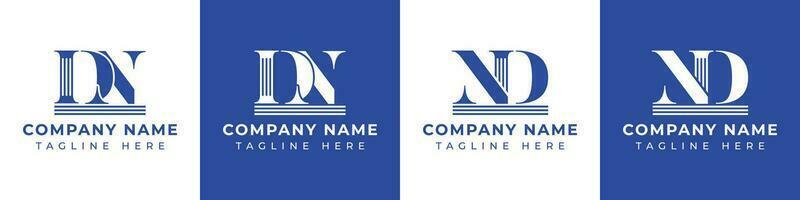 Letter DN and ND Pillar logo, suitable for business with ND or DN related to Pillar. vector