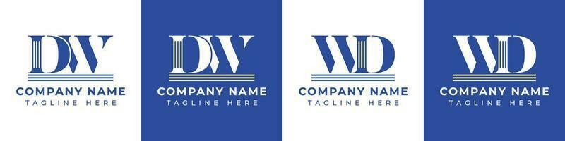 Letter DW and WD Pillar logo, suitable for business with WD or DW related to Pillar. vector