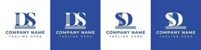 Letter DS and SD Pillar logo, suitable for business with SD or DS related to Pillar. vector