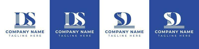 Letter DS and SD Pillar logo, suitable for business with SD or DS related to Pillar. vector