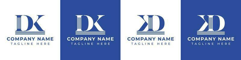 Letter DK and KD Pillar logo, suitable for business with KD or DK related to Pillar. vector