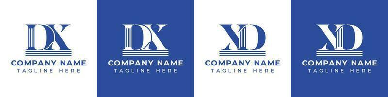 Letter DX and XD Pillar logo, suitable for business with XD or DX related to Pillar. vector