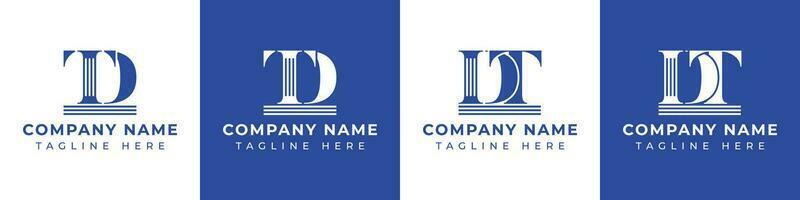 Letter DT and TD Pillar logo, suitable for business with TD or DT related to Pillar. vector