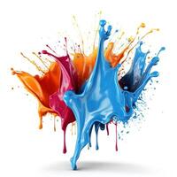 Abstract multi-colored ink stain on a white background. photo