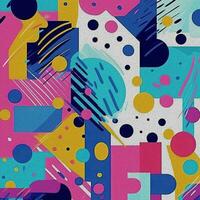 Abstract colorful background style Memphis. Pop art pattern background with lines and dots. Geometry pattern. Fashionable interior for educational institutions. AI generated photo