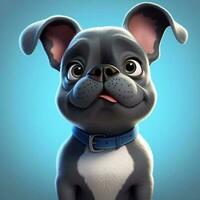 Cute illustration of French bulldog in cartoon style. AI Generative photo